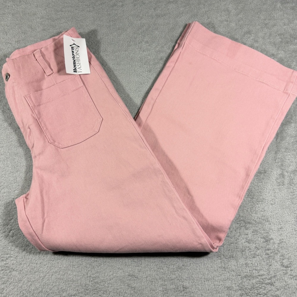 Rae Mode Wide Leg Pants Womens Medium Pink High Rise Stretch P6360